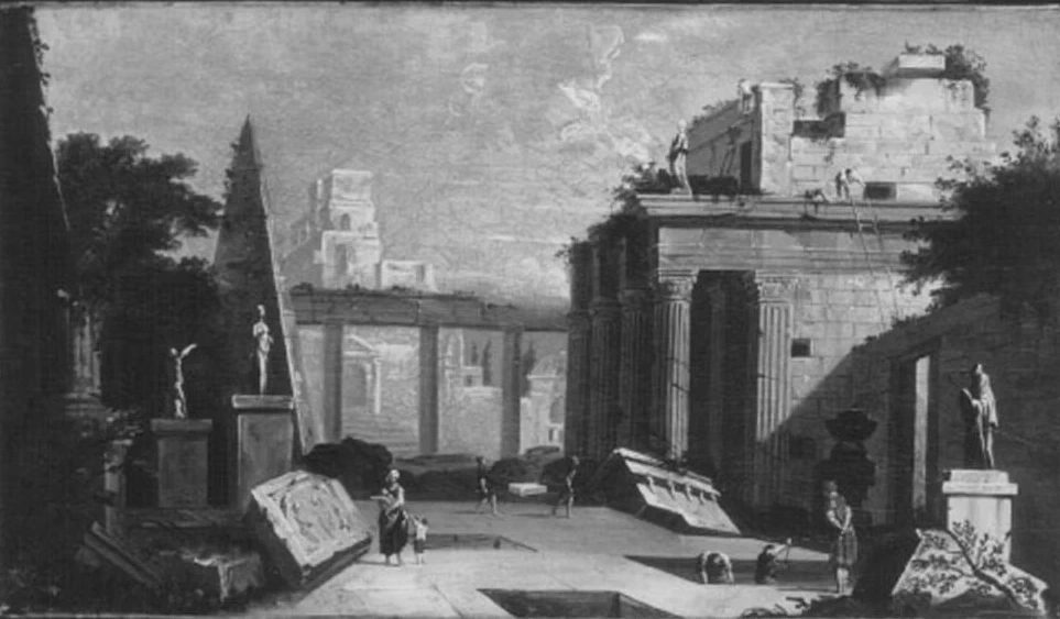 Capriccio con rovine - Villa Franceschini, Arcugnano, Vicenza, attribuito